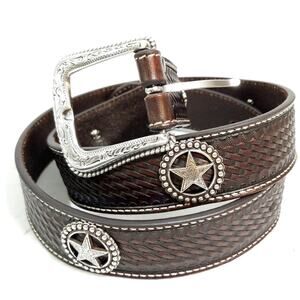 New Cavenders full grain leather star concho western belt 36